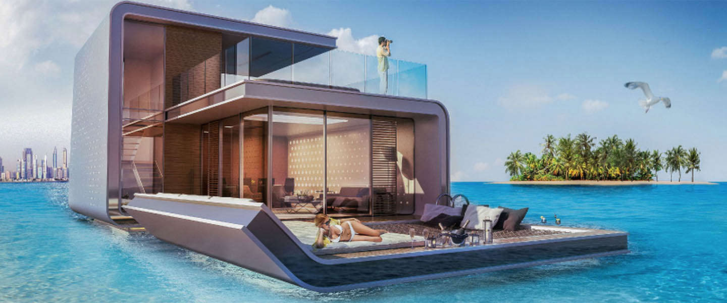 Koop je eigen Floating Seahorse; een drijvende villa in Dubai vol design