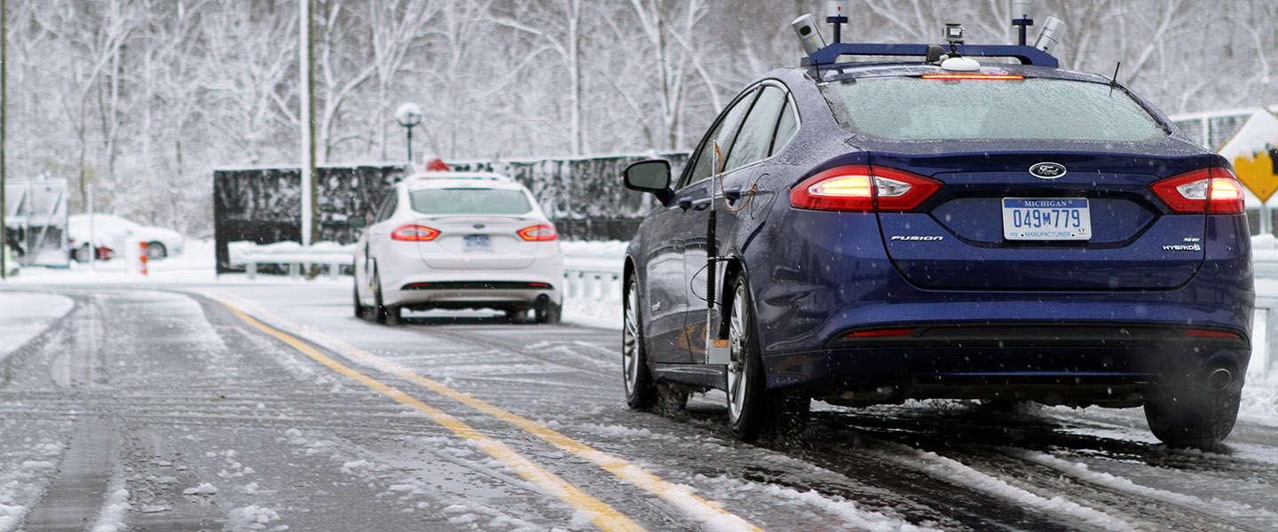 Hoe reageert een autonoom voertuig bij sneeuwval?