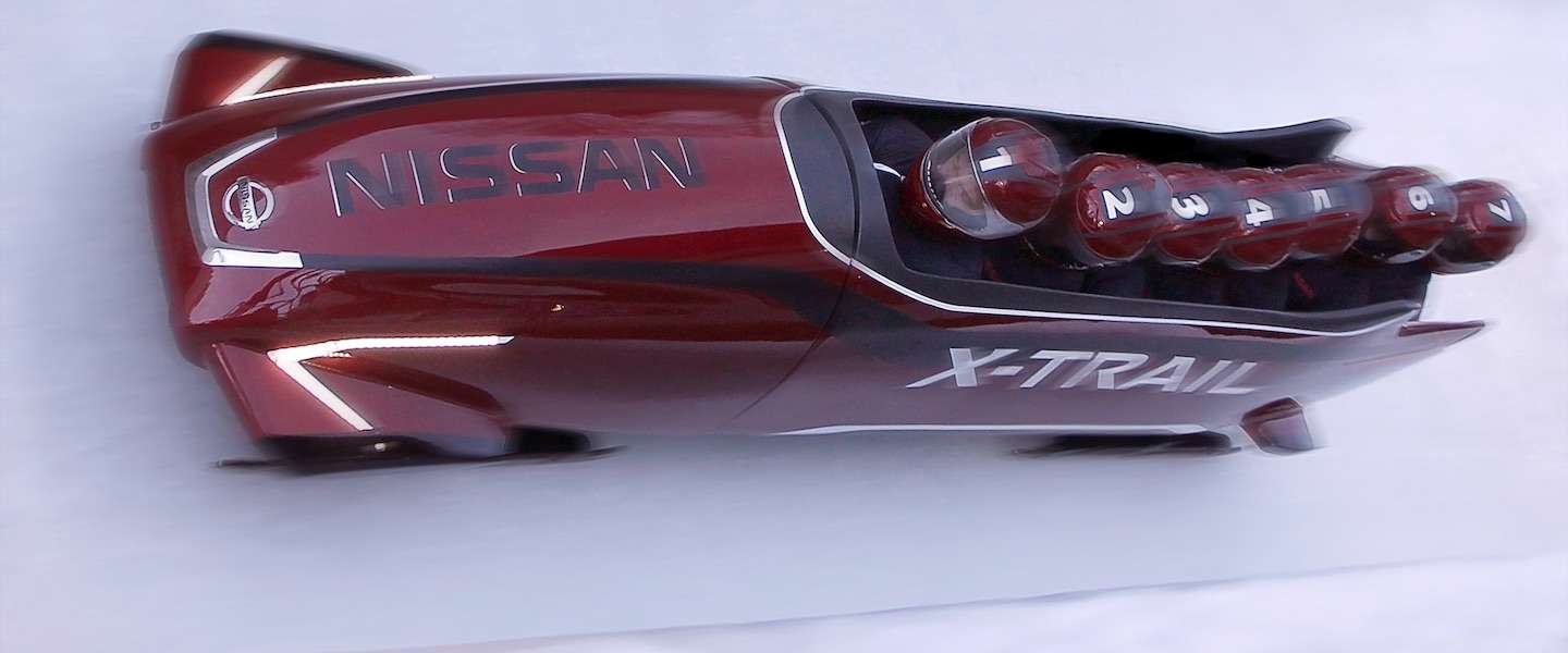 Nissan X-Trail komt met 's werelds eerste 7-mans bobslee