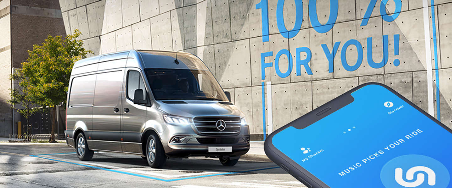 Shazammen om een proefrit te maken met de nieuwe Mercedes-Benz Sprinter