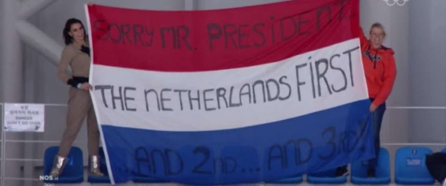 Publiek Winterspelen en NOS trollen Trump met 'Netherlands first'