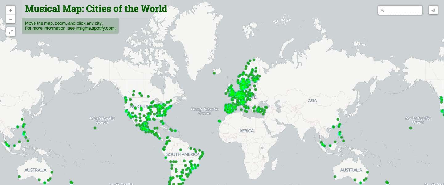 Spotify lanceert ‘Musical Map of the World’