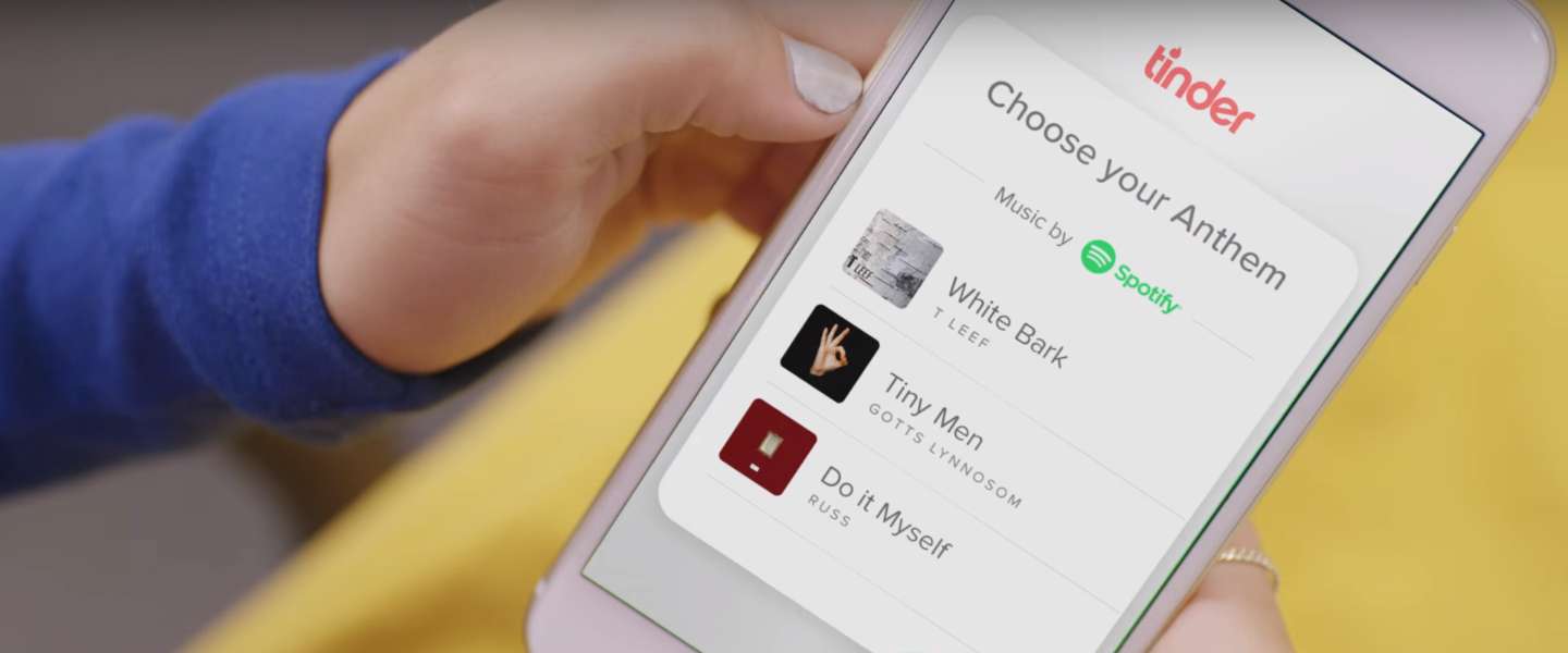 Tinder krijgt Spotify integratie: daten op basis van muziekvoorkeur