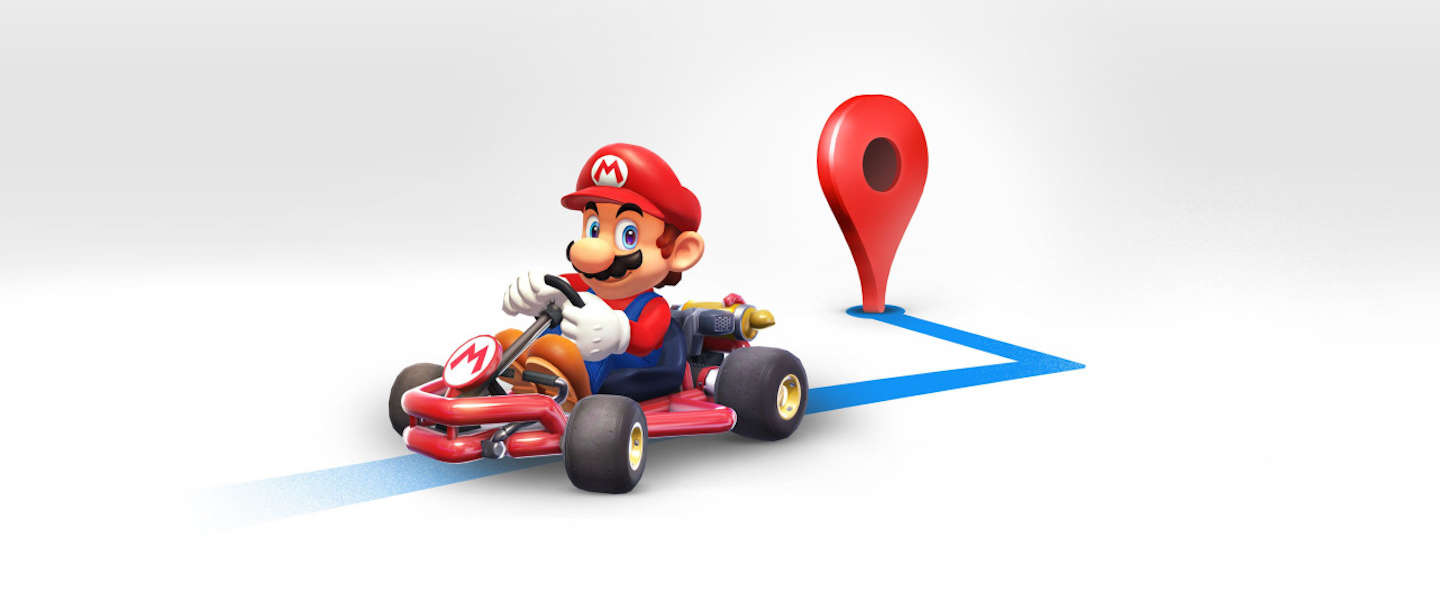 Met Super Mario rijden door Google Maps