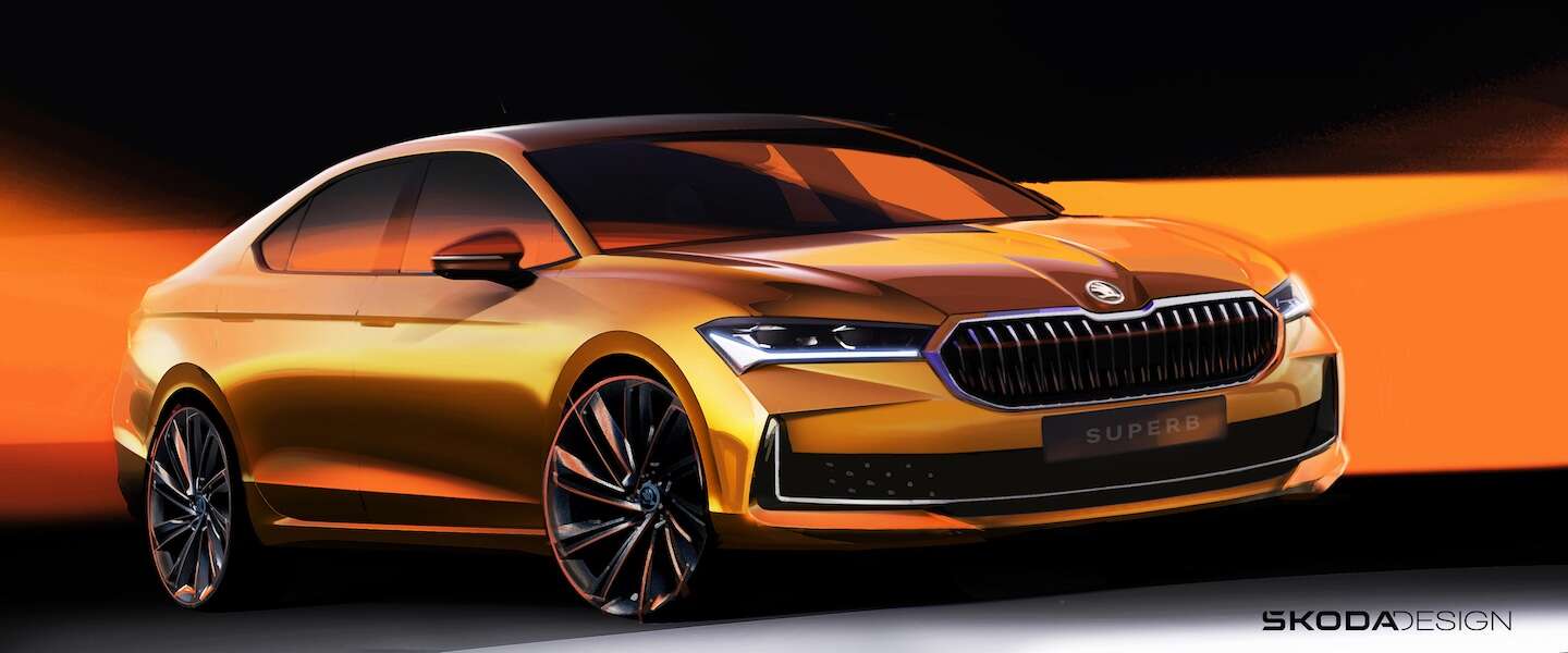 Skoda laat eerste schetsen van de nieuwe Superb zien