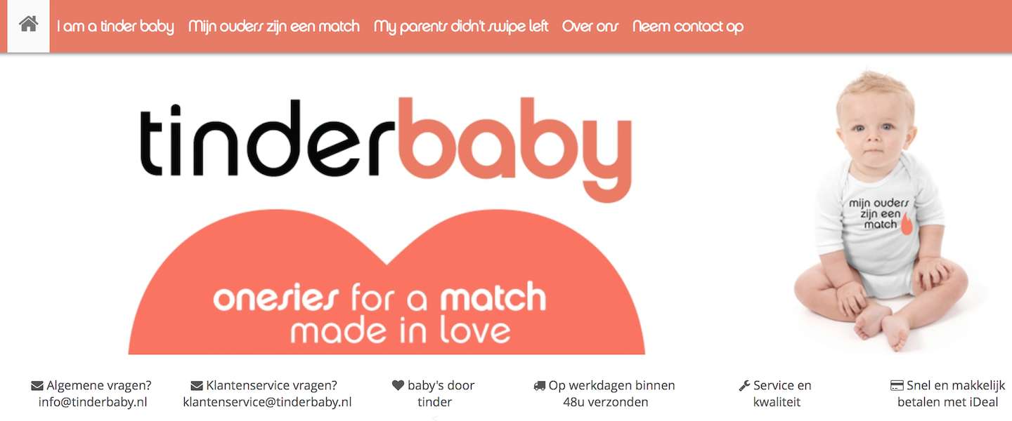 Nederlandse webshop met Tinderbaby-kleding groot succes