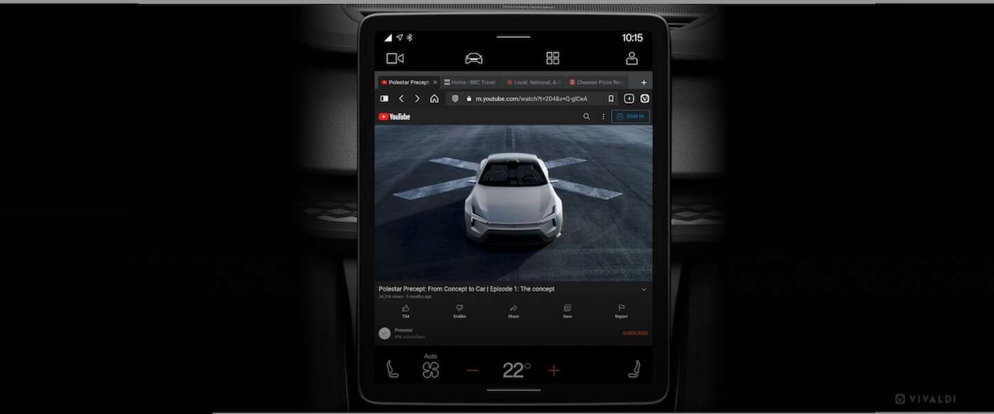 Volwaardige webbrowser van Vivaldi voor Android Automotive OS
