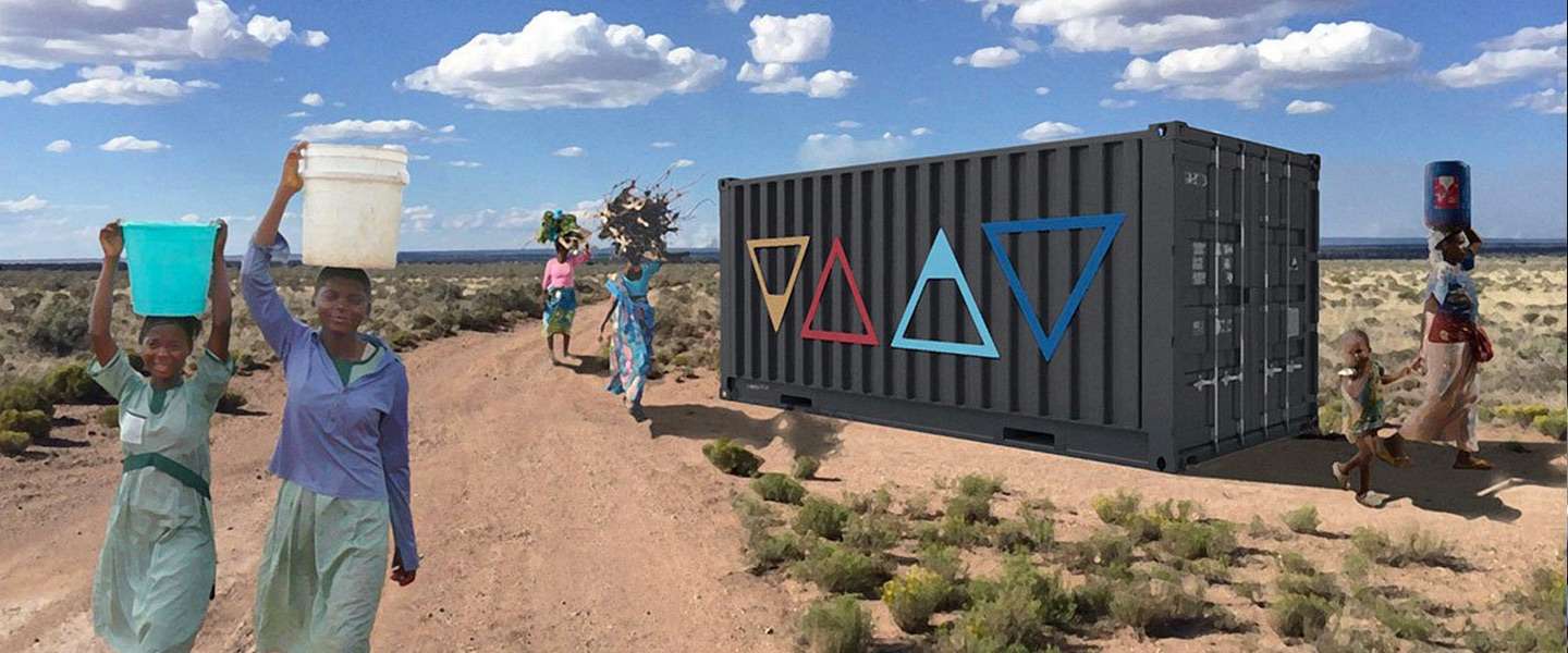 Deze container met een 'wolk' er in haalt drinkwater uit de lucht