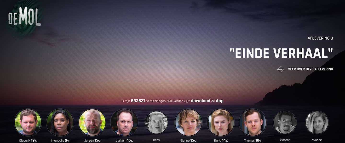 Wie is de Mol hints: 'einde verhaal'