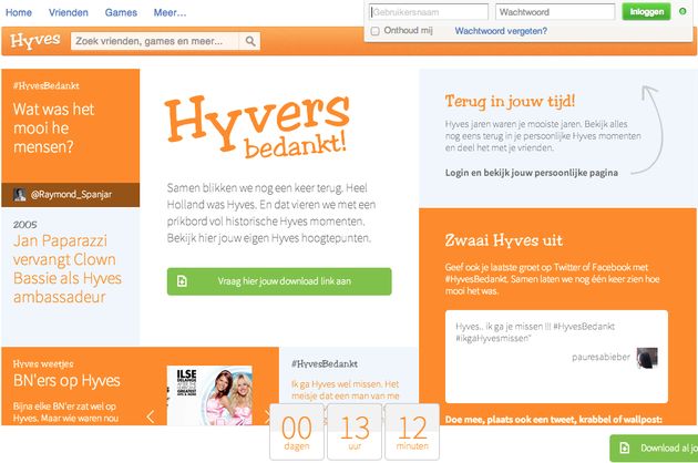 Alleen vandaag kan je nog jouw Hyves content downloaden