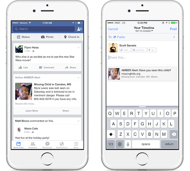 amber alert op facebook
