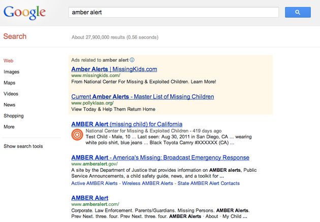 AMBER Alert terug te vinden in Google Search en Maps