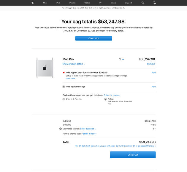 Nieuwe Mac Pro met alles erop en eraan? Dat wordt dan 53.000 dollar