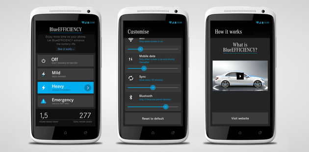 Batterijbesparende smartphone app van Mercedes-Benz