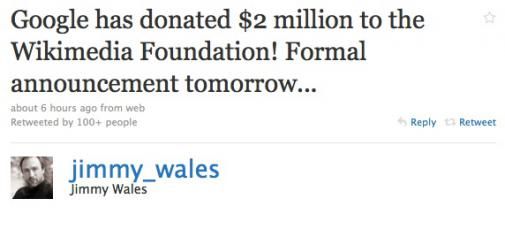 Donatie van 2 miljoen aan de Wikimedia Foundation