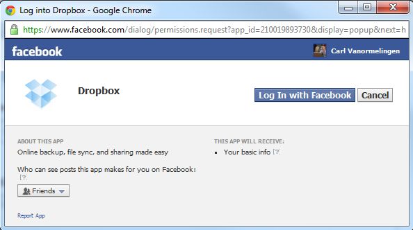 Dropbox gebruikers kunnen nu bestanden via Facebook delen
