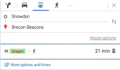 Easter Egg: Draak als vervoersmiddel in Google Maps