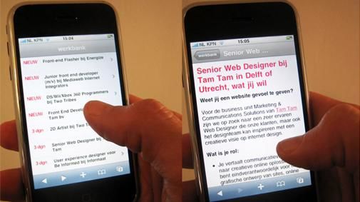Eerste Nederlandse vacaturesite met speciale iPhone-versie
