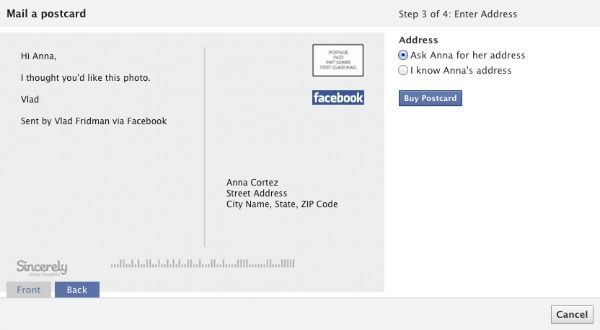 Facebook-foto's: verstuur ze als postkaarten