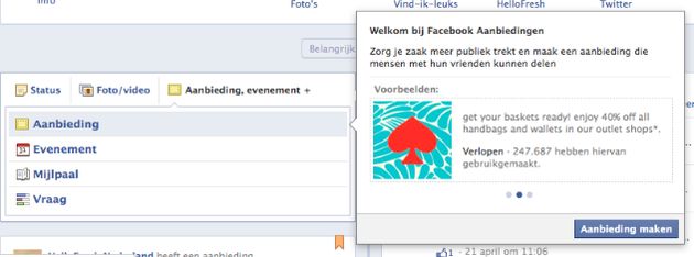 Facebook Offers beta nu ook beschikbaar in Nederland