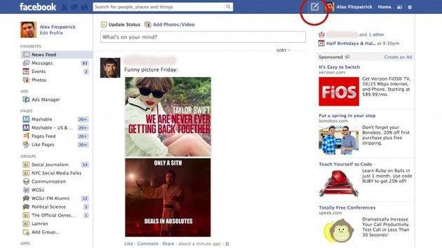 Facebook test nieuwe knop uit voor status updates