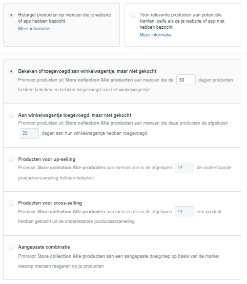 Figuur 4 - Doelgroep selecteren voor dynamische advertentie