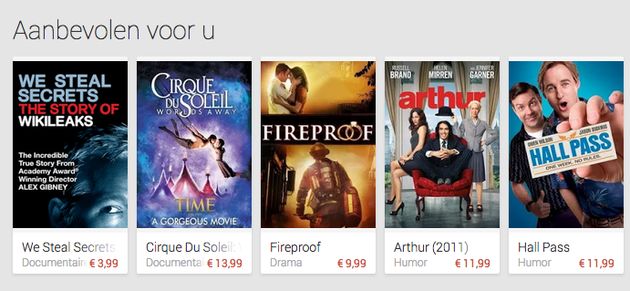 Films nu ook beschikbaar via Google Play in Nederland
