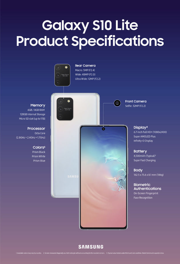 galaxy s10 lite spec