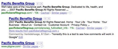 Google Comments (Searchwiki)