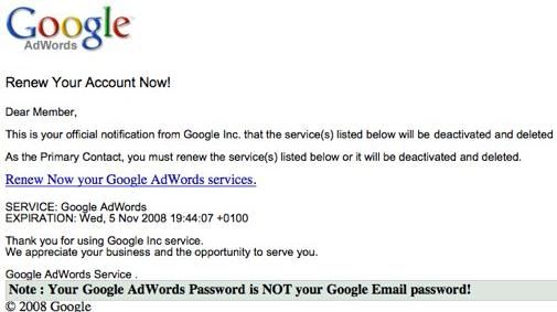 Google Spam link voor Adwords gebruikers