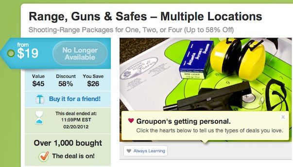 Groupon stopt met wapen-gerelateerde aanbiedingen