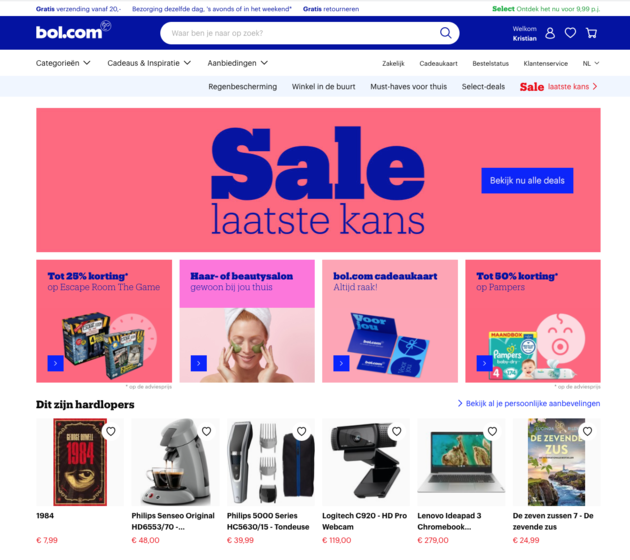 Homepage Bol.com persoonlijk design