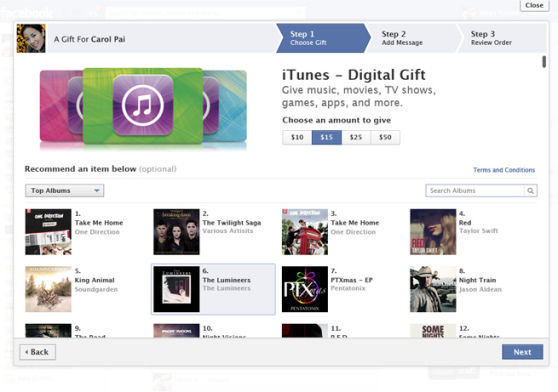 iTunes-bonnen nu ook verkrijgbaar via Facebook Gifts