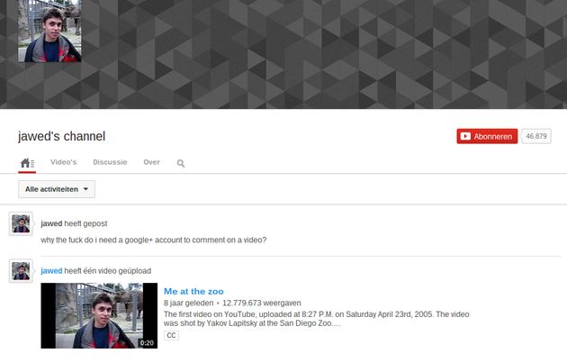 Jawed Karim: "why the f*** do i need a google+ account to comment on a video?"