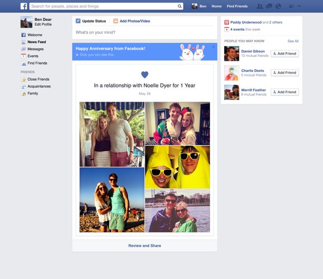 Je krijgt nu een felicitatie van Facebook op trouwdag of dag waarop een relatie is begonnen