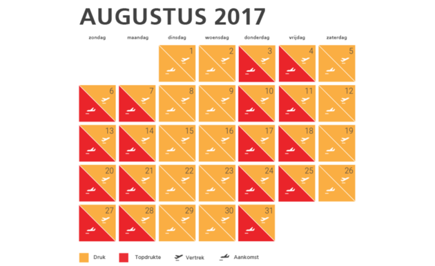 kalender-drukte-schiphol-augustus
