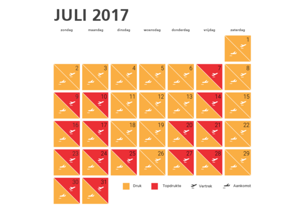 kalender-drukte-schiphol-juli
