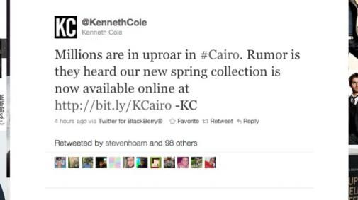 Kenneth Cole biedt excuses aan wegens tweet over Egypte