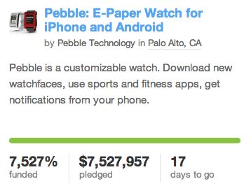 Kickstarter helpt Pebble aan 7,5 miljoen dollar