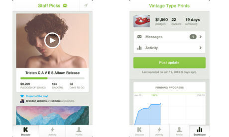 Kickstarter komt met applicatie voor iOS