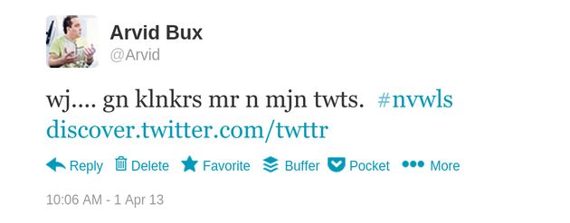 Klinkers kosten geld bij Twitter #nvwls #icanhasvowels