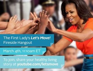 Michelle Obama organiseert een 'Healthy Eating Google+ Hangout' op 4 maart