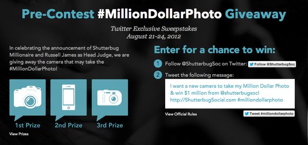 Million Dollar Photo Contest: prijzen winnen via Twitter