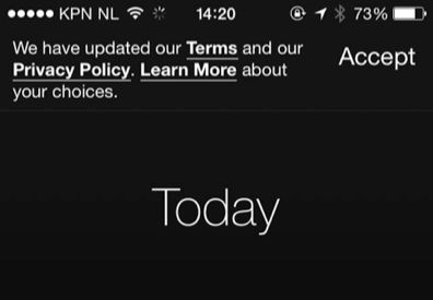Moves past 'privacy policy' aan om data te delen met Facebook