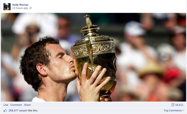 Murray en Wimbledon populair op Facebook