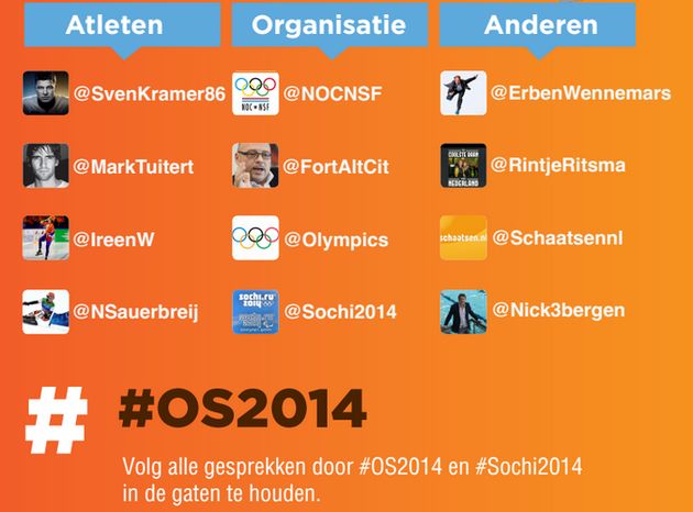 Nederlandse sporters volgen via Twitter tijdens #Sochi2014