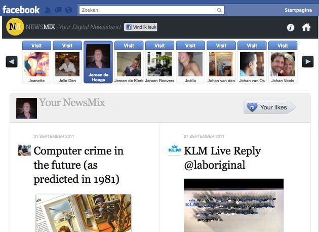 NewsMix maakt een magazine van al jouw Facebook likes