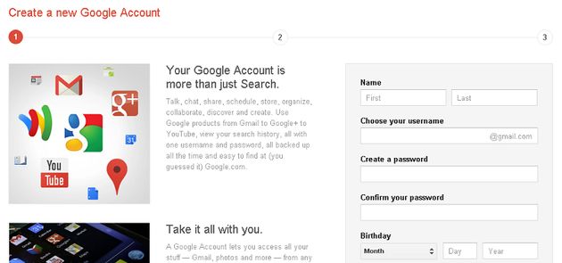 Nieuwe Google gebruiker krijgt direct Google Profiel en Gmail