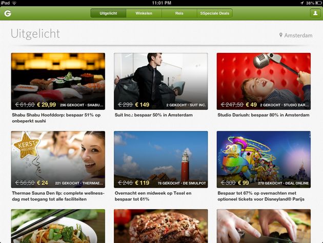 Ook Nederlandse aanbiedingen in iPad-app Groupon