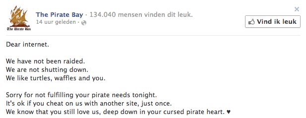 Politie-inval bij PRQ valt samen met stroomstoring bij The Pirate Bay